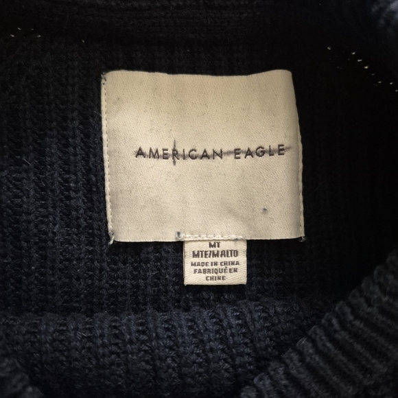 American Eagle Outfitters Men's Navy Crewneck Cotton Sweater Size Medium - Picture 5 of 6